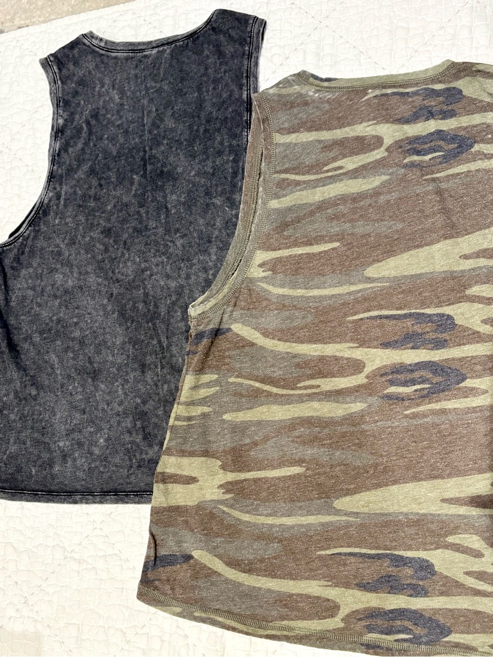 Z Supply Women's Washed Black Muscle Tank & Olive Camo Tank Duo - Picture 2 of 6